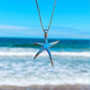 Colar de Opala Azul e Estrela do Mar em Prata
