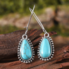 Brincos Vintage de Prata com Turquesa em Forma de Gota