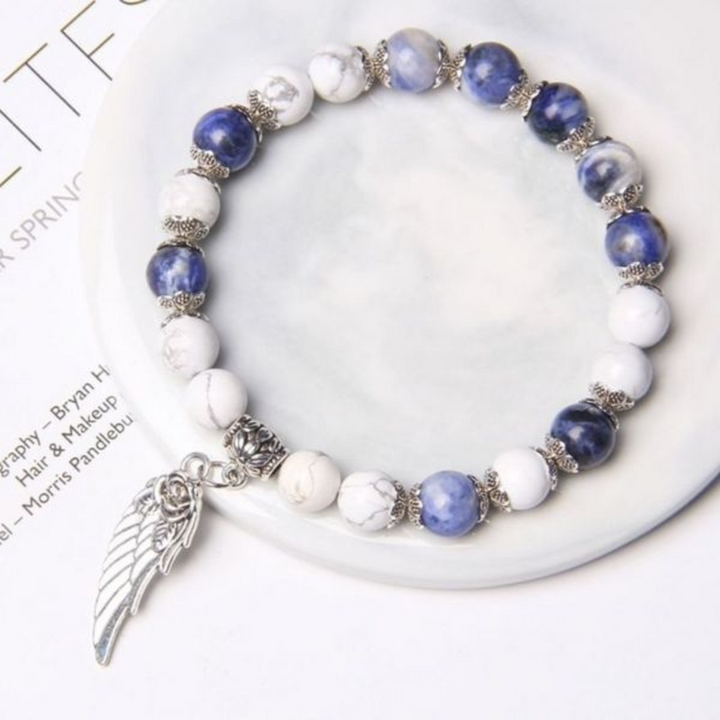 Pulseira de Penas com Pedras em Prata