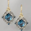 Brincos Vintage de Cristal Azul e Ouro