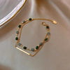 Pulseira de Pedra Verde em Ouro