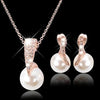 Conjunto de Colar + Brincos com Pérolas em Ouro Rosa