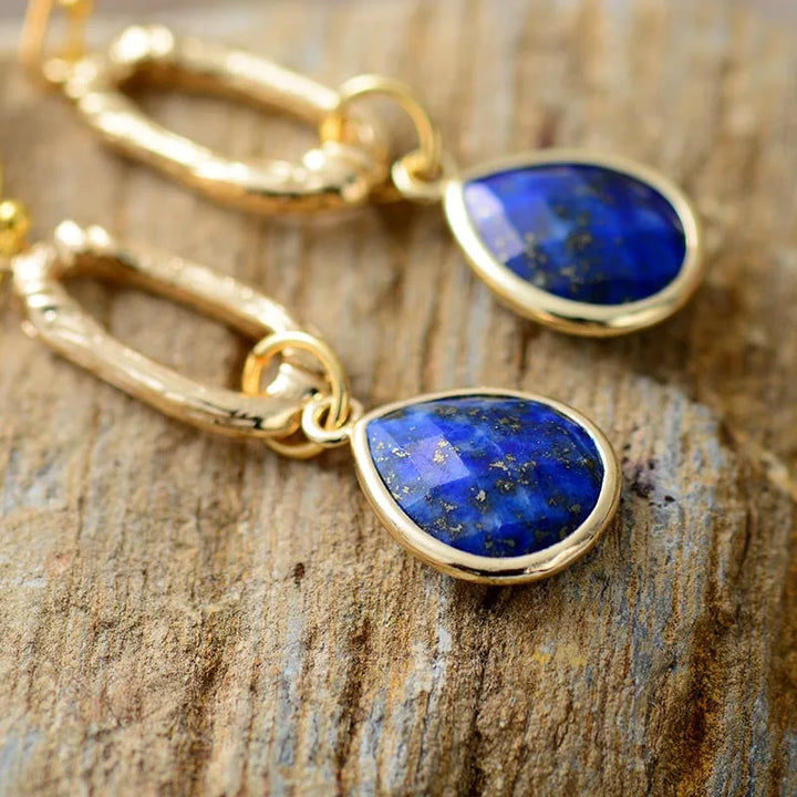 Brincos em Lapis Lazuli em Forma de Gota