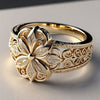 Anel de Ouro com Zircônia Floral Exótica
