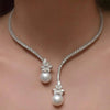 Colar elegante e brilhante com pérolas feito de prata esterlina