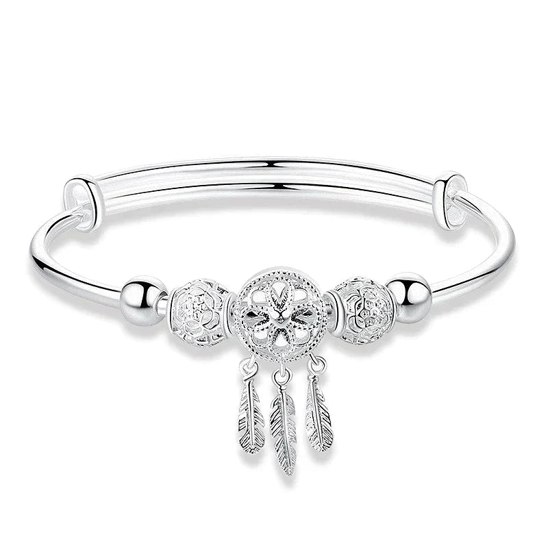 Pulseira Ajustável de Apanhador de Sonhos em Prata 925