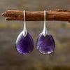Brincos de Pedra Natural Ametista em Forma de Gota