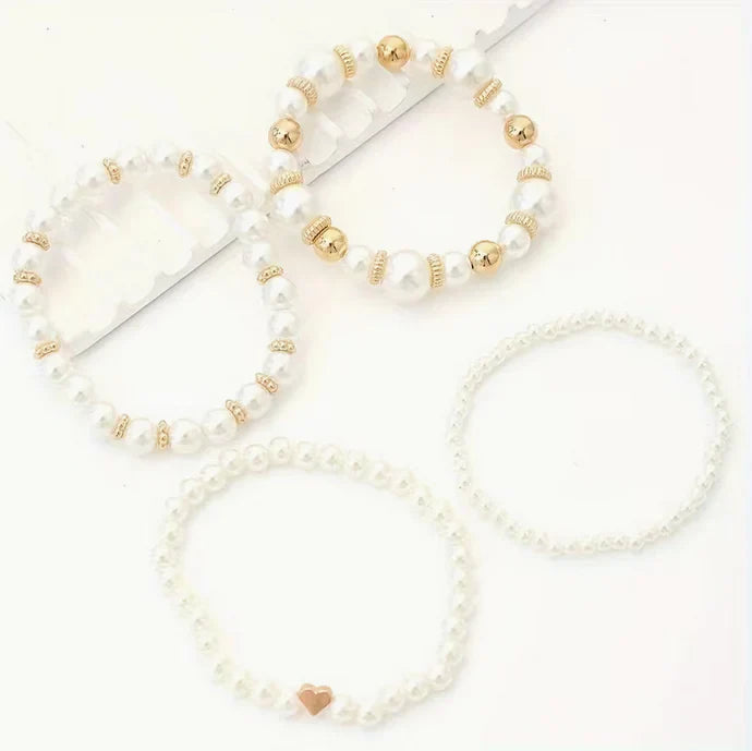 Conjunto de Quatro Pulseiras Pérola