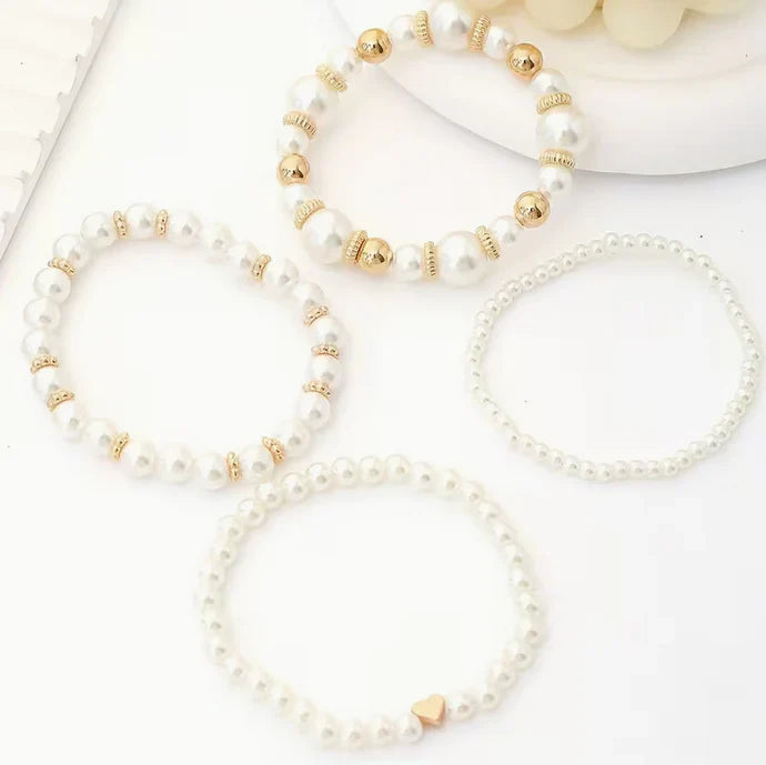 Conjunto de Quatro Pulseiras Pérola