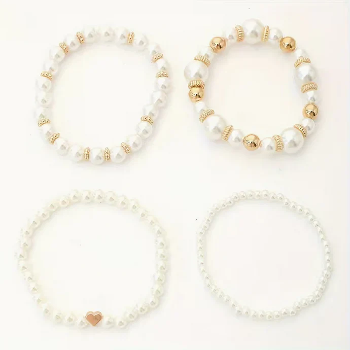 Conjunto de Pulseiras de Pérolas Serenidade - Quatro Peças