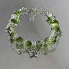 Pulseira Vintage de Prata com Borboleta e Conta Verde