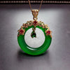 Colar Pendante de Anel Floral de Cristal Verde Clássico