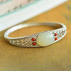 Pulseira de Bangles Clássica em Prata com Pedra Verde e Coral