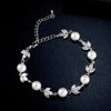 Pulseira de Cristal Prateado com Folha e Pérola