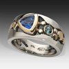 Anel de Cristal Azul Vintage