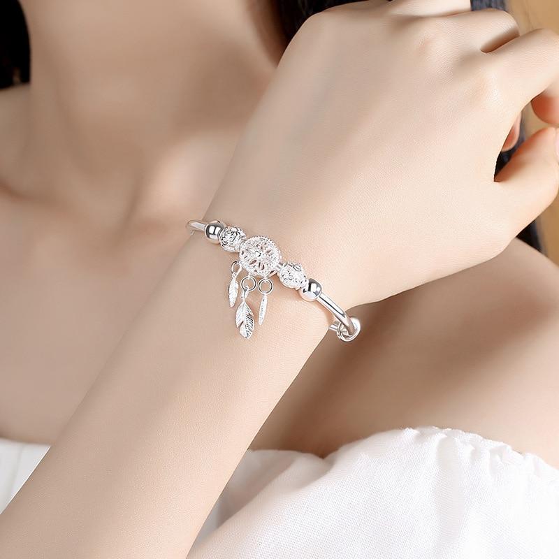 Pulseira Ajustável de Apanhador de Sonhos em Prata 925